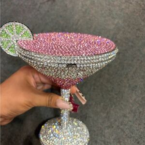 Crystal Martini Cup Clutch - Pink & Silver